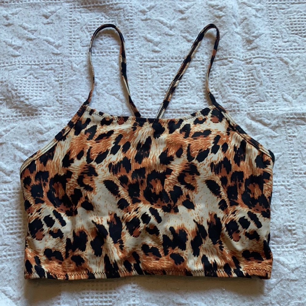 ZAFUL Halter Leopard Bikini Top - S NWOT